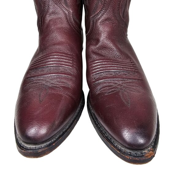 Vintage Dan Post Leather Western Cowboy Boots Burgundy Embroidered Men's 8.5D - Picture 7 of 12